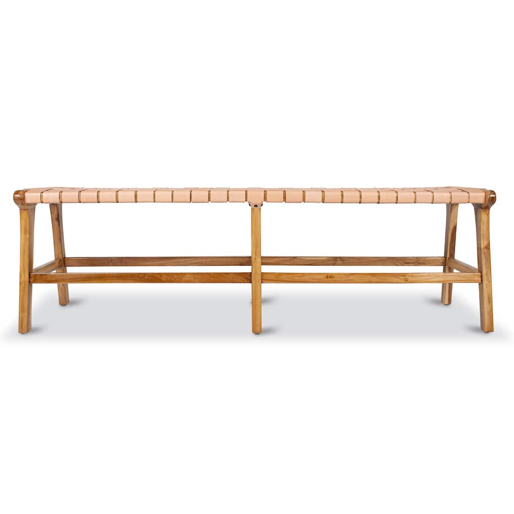 Poly & Bark Banda Teak & Leather Bench