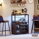 preview thumbnail 5 of 7, 3-Tier Wine Bar Cabinet with LED Lights, Detachable Wine Rack and Storage Space,Grey - 27.2x13.8x36.2in