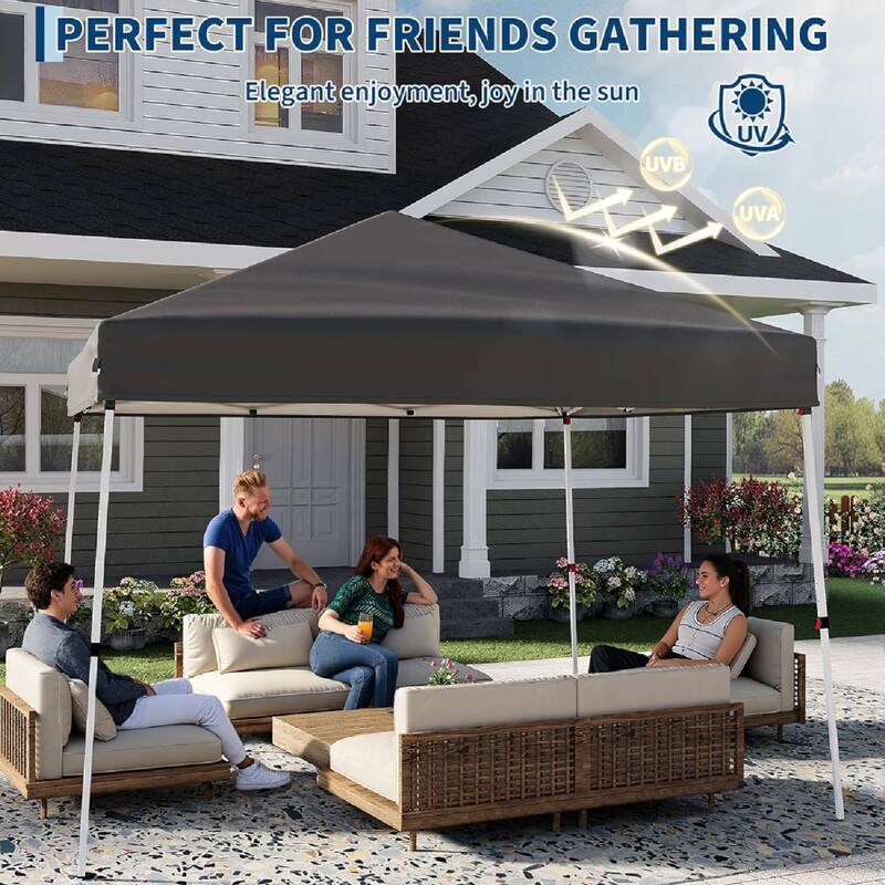 10x10FT Outdoor Portable Pop Up Tent Canopy with Carry Bag for Camping, Patio Deck Garden Beach