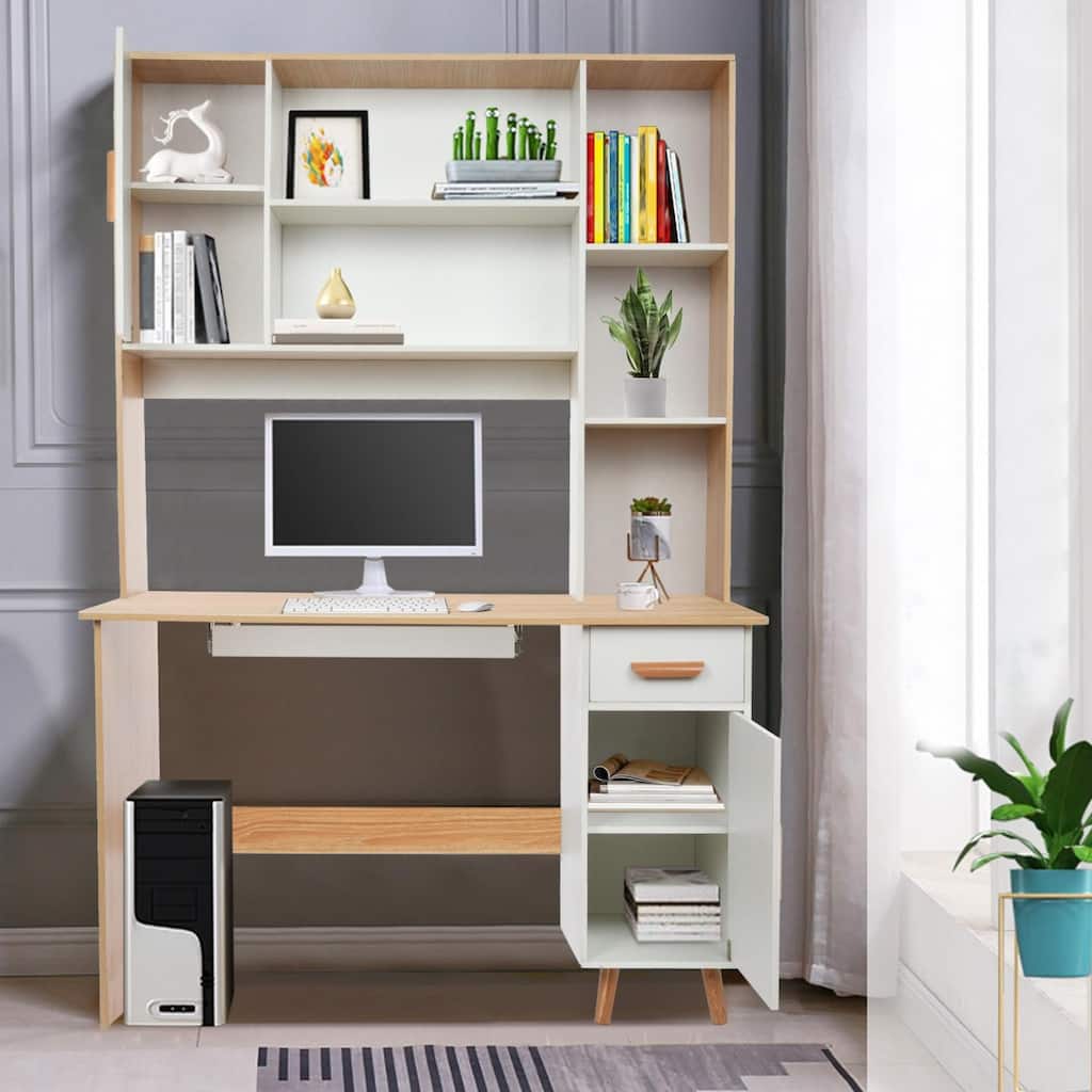 Desk Bookcase Combination Computer Desktop Desk Home Student Bookcase