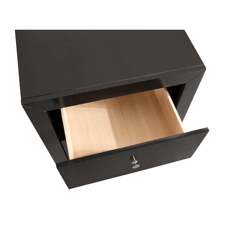 Stylish Black Premium Nightstand with Two Drawer Storage