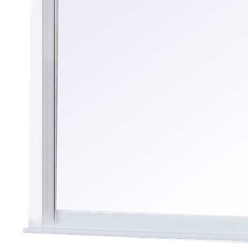Transitional Style Wooden Wall Mirror with Crown Top, White