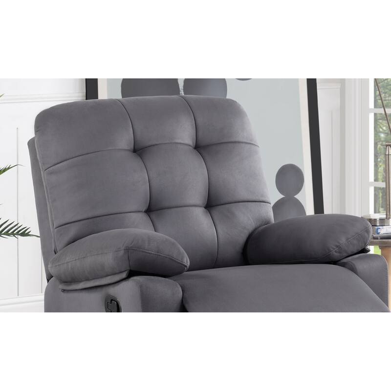 Contemporary Chocolate Color Plush Microfiber Motion Recliner Chair 1pc Couch Manual Motion Plush Armrest Tufted Back