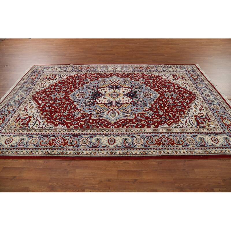 Geometric Red Tabriz Turkish Area Rug Machine Made Carpet - 6'4" x 9'10"