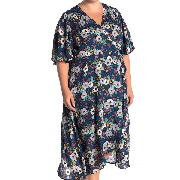 bobeau printed wrap maxi dress