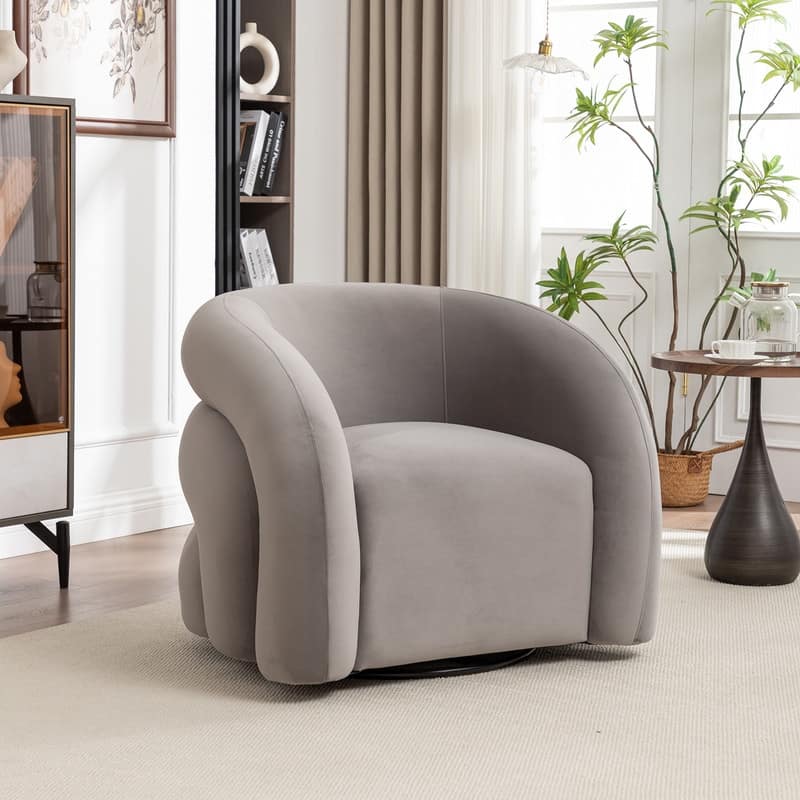SEYNAR Modern Glam Velvet 360 Degree Swivel Accent Armchair with Tufted Back