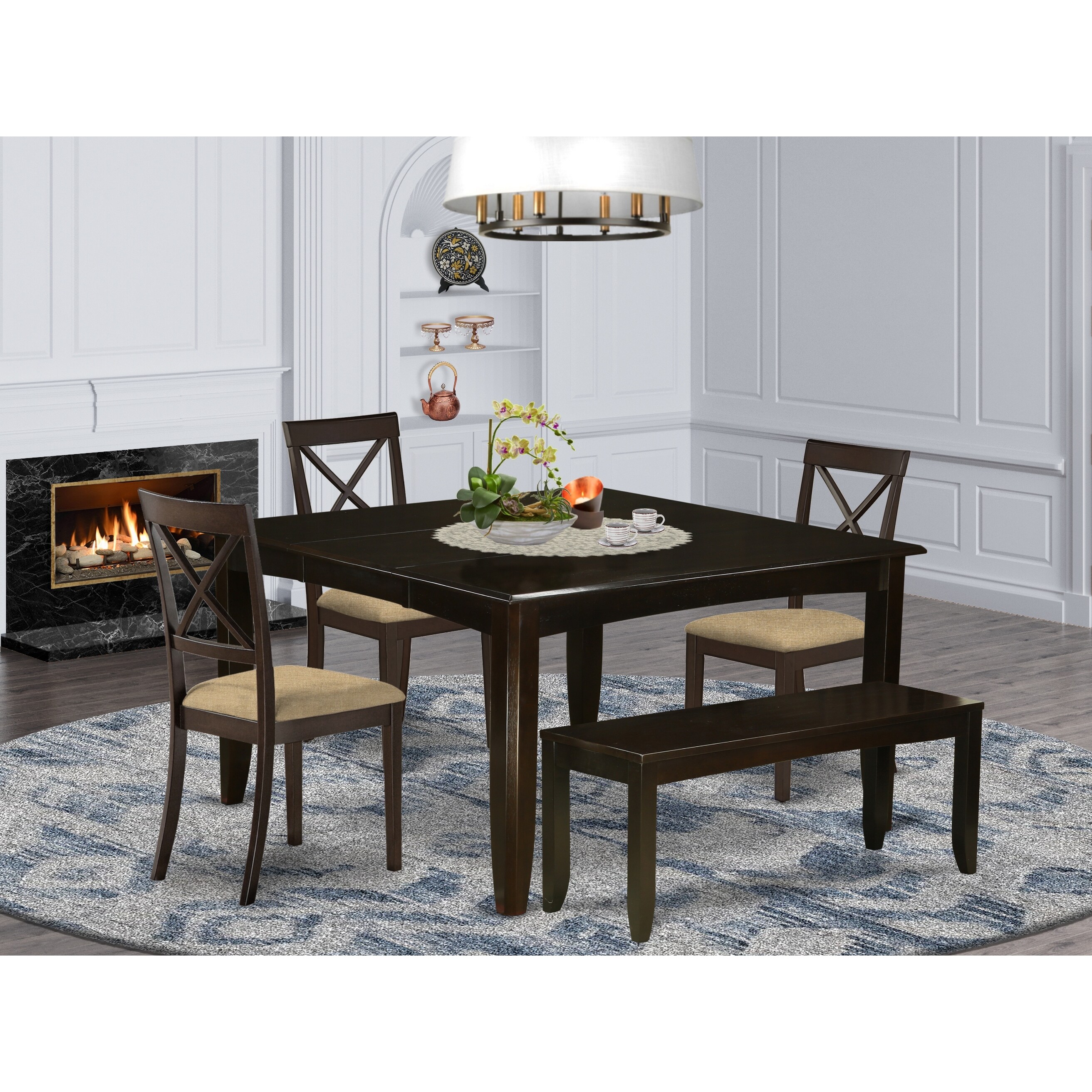 Cappuccino Wood Expandable Dining Set Overstock 14366631