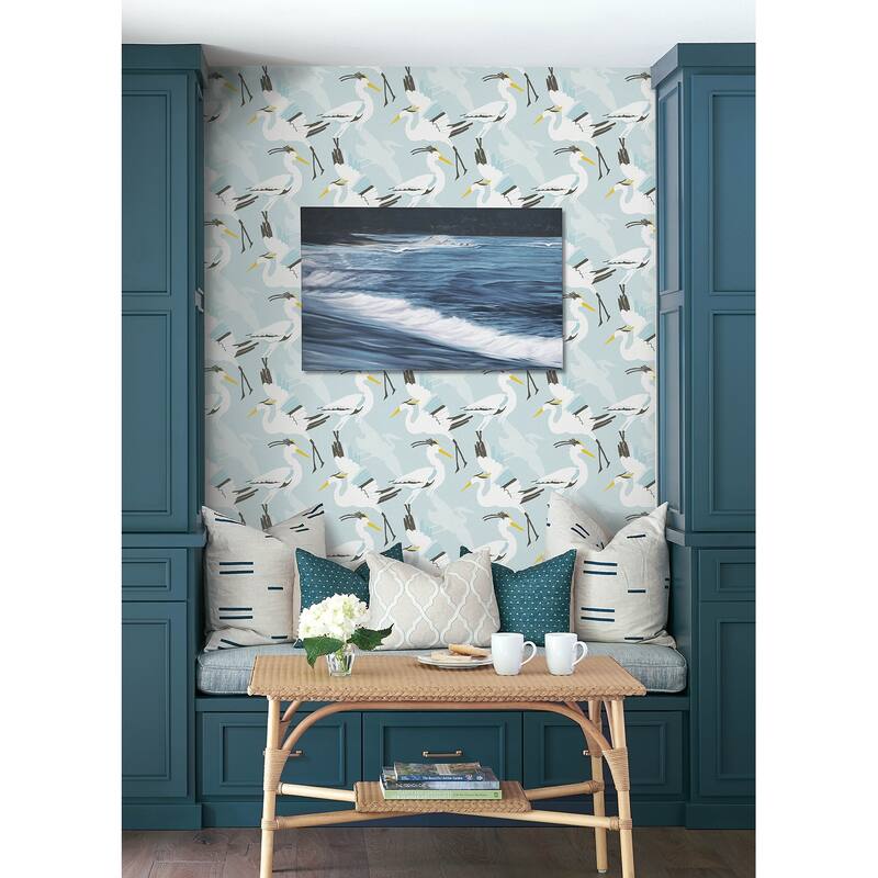 NuWallpaper Coastal Wings Blue Peel and Stick Wallpaper - N/A
