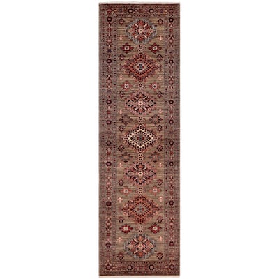 Caucasian Super Kazak Orion Gray Hand Knotted Wool Runner - 2'6'' x 9'6''