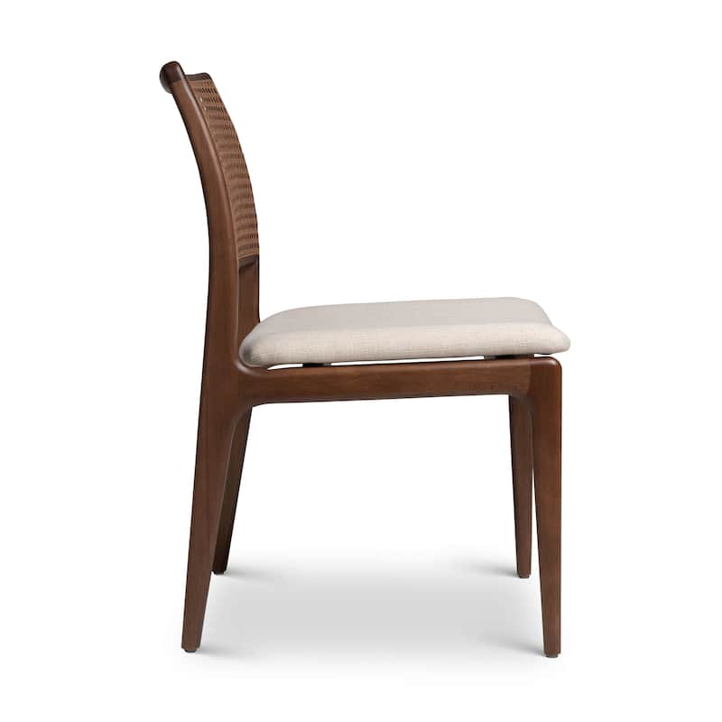 Modern Brazilian - Charlotte - Cane Side Chair - Medley Ivory Seat - Ebano Frame - Natural Cane Webbing