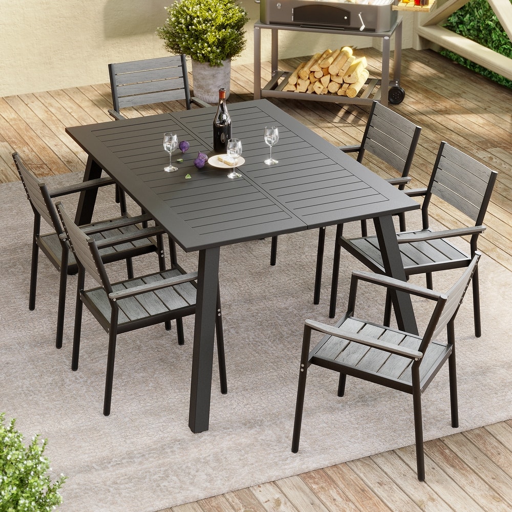 Outdoor Aluminum Patio Dining Chairs Modern Stackable Armchairs - See Picture