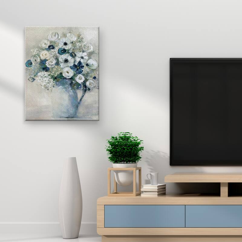 Anemone and Blue by Sally Swatland Canvas Art Print