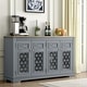 preview thumbnail 11 of 15, Farmhouse Buffet Cabinet with Glass Doors and Adjustable Shelves - 57.5" in Width