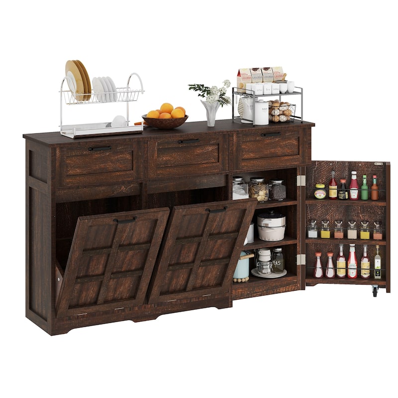 Kitchen Island With Double Tilt Out Trash Can Cabinet