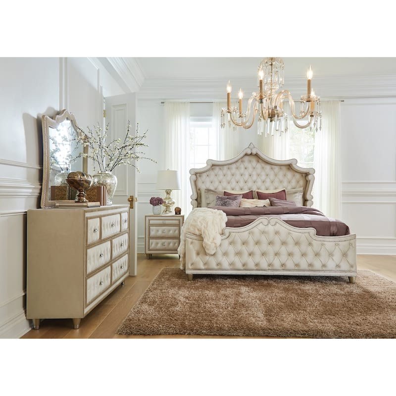 Justine Ivory Upholstered Tufted Panel Bed