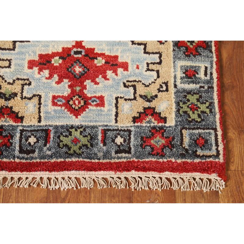 Hand Knotted Oriental 100% Wool Carpet Traditional Geometric Navy Blue & Blues Viss Area Rug - 3' 0'' X 2' 0''