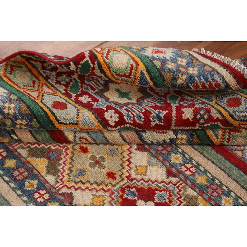 Kazak Oriental Area Rug Handmade Multi-Color Wool Carpet - 5'3" x 6'6"