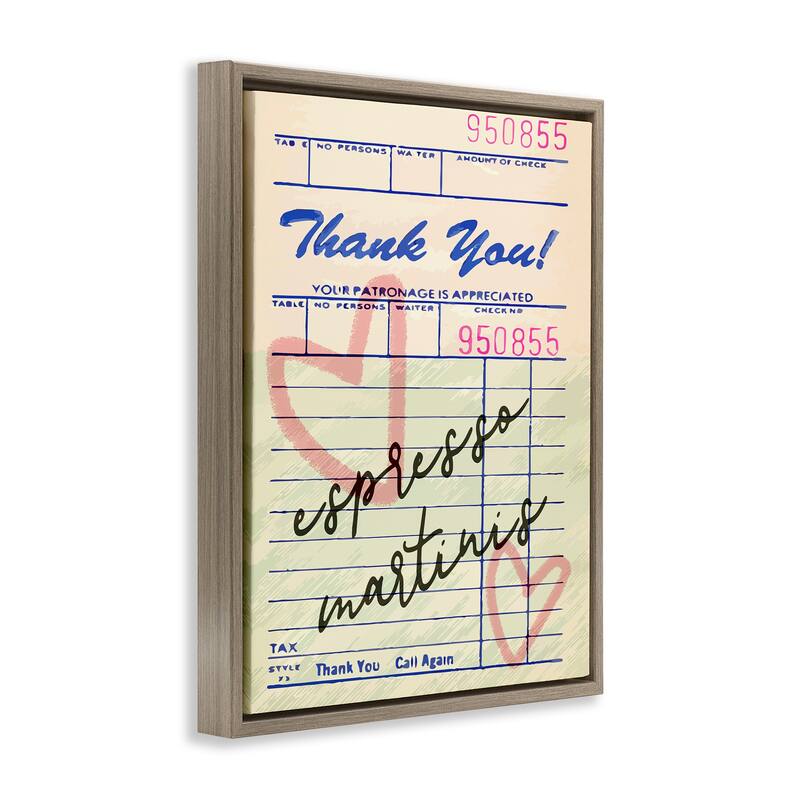Stupell Espresso Martinis Guest Check Framed Floater Canvas Wall Art Design By Lil' Rue
