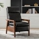 preview thumbnail 3 of 14, Gladys Mid-Century Modern Genuine Leather Solid Wood Recliner By HULALA HOME