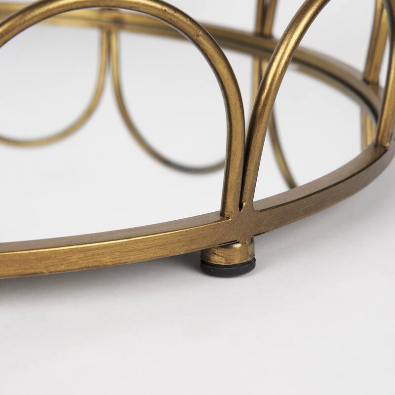 Lenore Round Metal/Mirror Tray Gold (Set of 2) - 18.9L x 18.9L x 4.3H