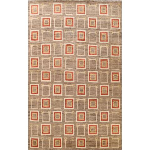 Geometric Gabbeh Kashkoli Oriental Wool Area Rug Handmade Carpet - 9'1" x 12'1"