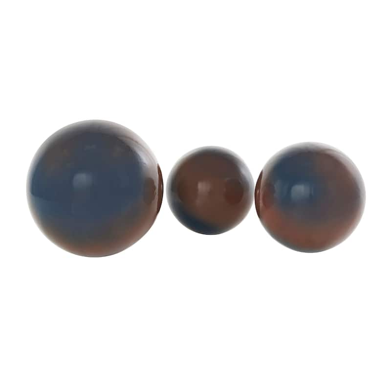 Black, Brown or White Plastic Decorative Ball Orbs & Vase Filler with Gold Stripe or Blue Accents (Set of 3)