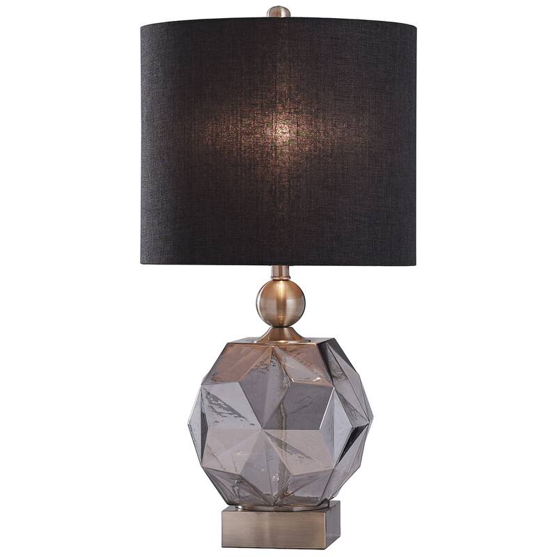 Harp & Finial Fenwick Smoke Glass and Brass Table Lamp