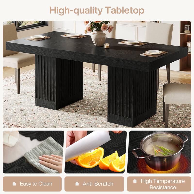 63 Inch Modern Black Dining Table for Kitchen, Dining Room - 62.99" L x 31.5" W x 30.71" H
