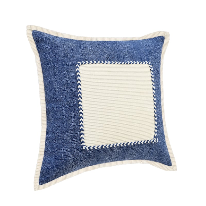 Sevita Navy Riviera Framed Throw Pillow