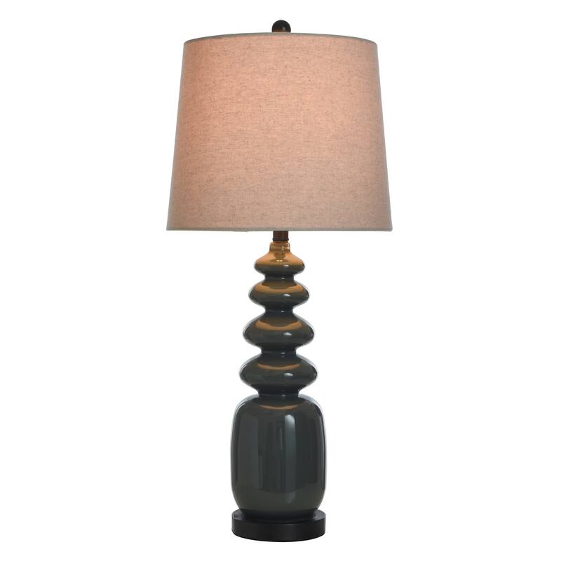 StyleCraft Fossil Dark Gray Table Lamp - Linen Hardback Fabric Shade