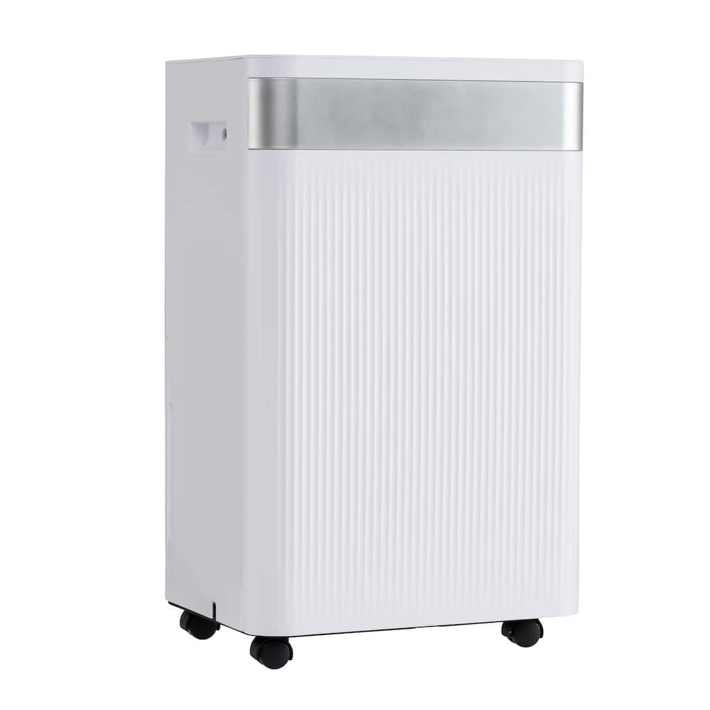 White ABS Dehumidifier 54 Pints with Smart Touch Panel and Drain Hose - 12" x 9" x 19.5" (L x W x H)
