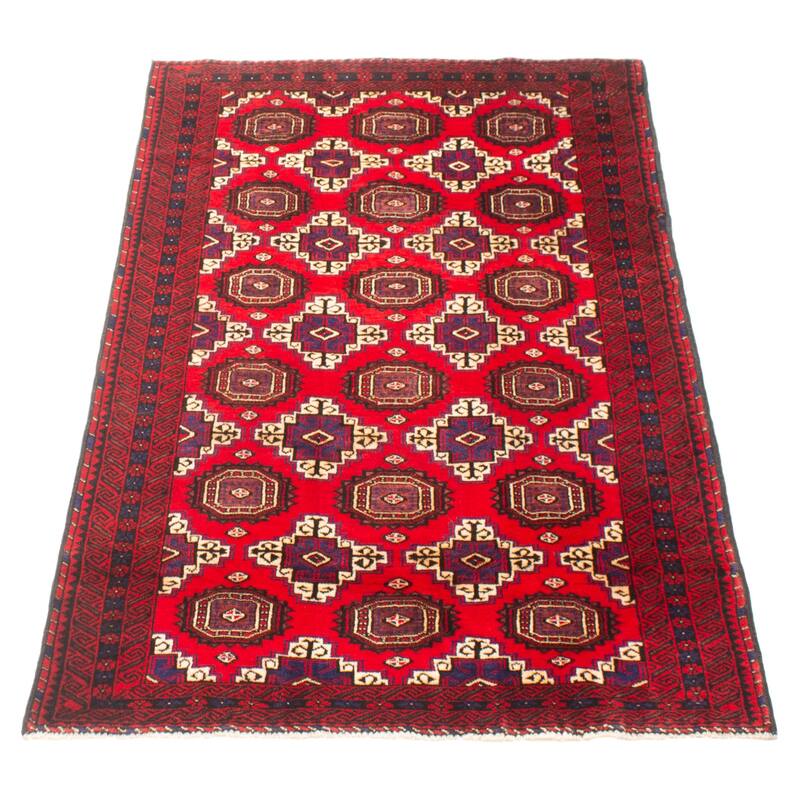 ECARPETGALLERY Hand-knotted Teimani Red Wool Rug - 3'8 x 6'4