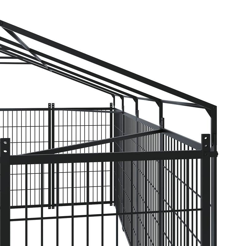GDF Studio - Rockwell Extra Large Outdoor Dog Kennel with Roof Cover & Feeding System