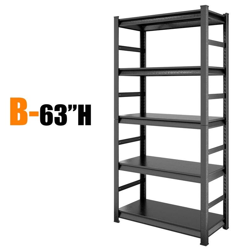 5-Tier Adjustable Heavy Duty Metal Storage Shelves, 2000 lbs, 63"/72"H