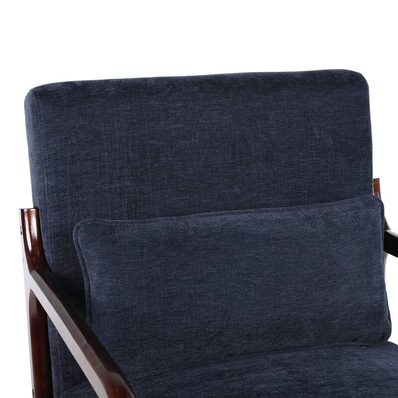 Armchair Solid Wood Frame Accent Chair with Detachable Lumbar Pillow Living Room Chairs