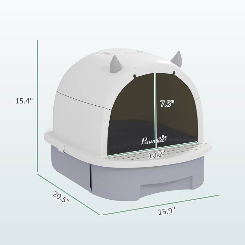 PawHut Cat Litter Box, Covered Kitty Litter Box with Lid, Scoop, Deodorizing Bags for Odor Control, Green