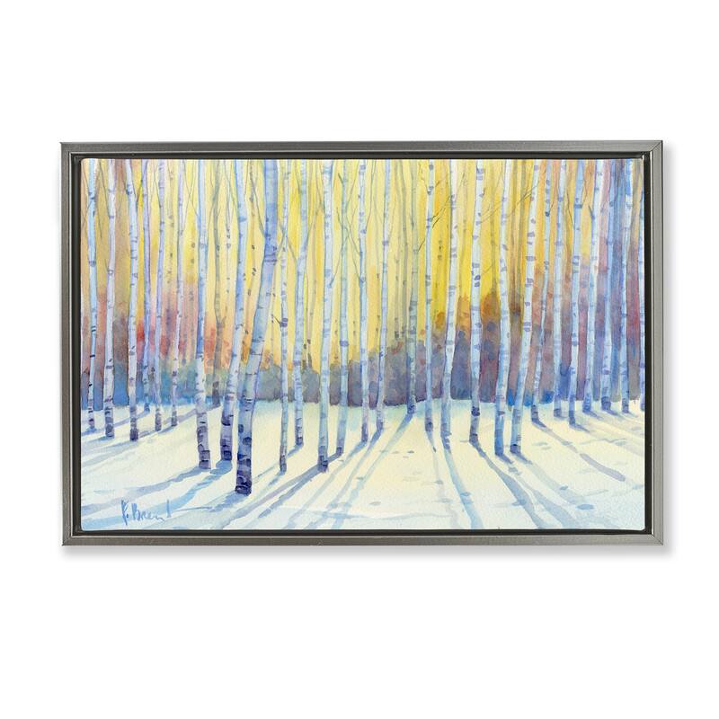 Stupell Sunlit Winter Birch Trees Framed Floater Canvas Wall Art Design By Paul Brent - 31 x 21 - Grey