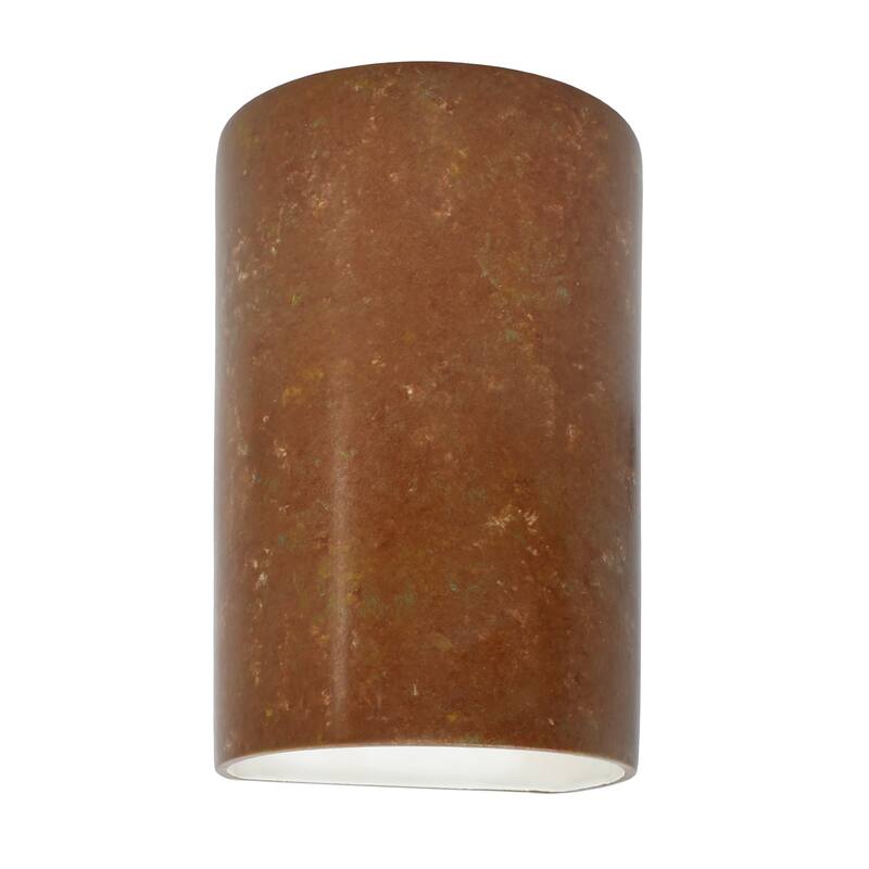 Justice Design Ambiance - Small ADA Cylinder Wall Sconce - Open Top & Bottom - Replaceable Bulb - Rust Patina