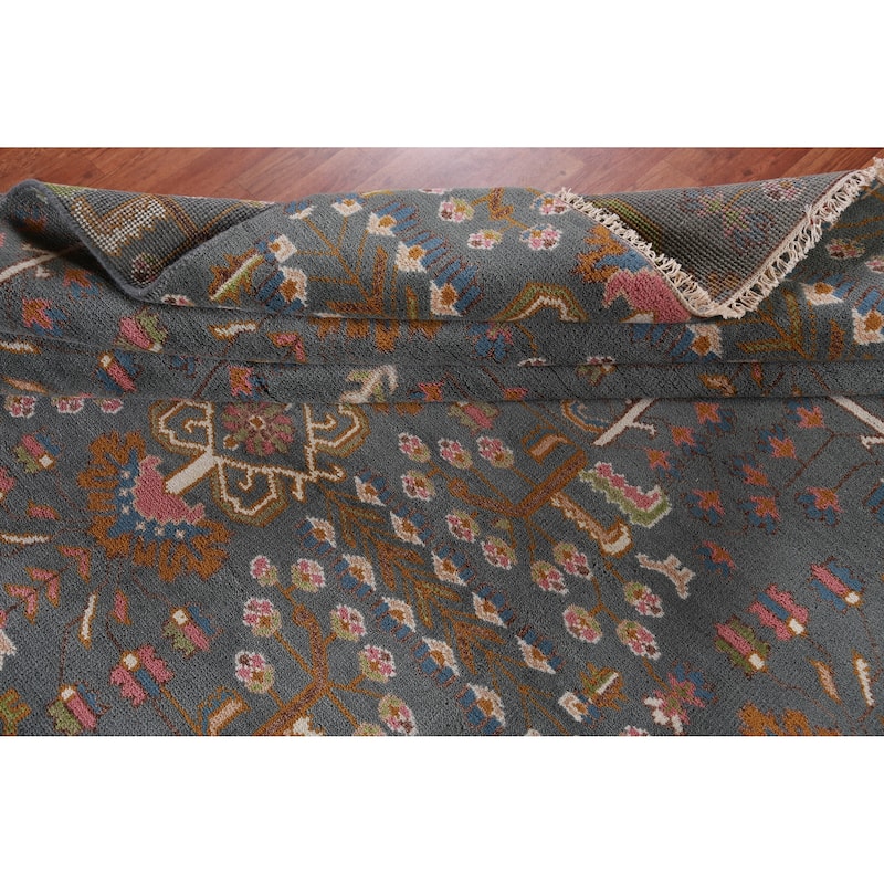 Hand Knotted Oriental 100% Wool Carpet Traditional All-Over Navy Blue & Blues Heriz (serapi) Area Rug - 11' 11'' X 8' 10''
