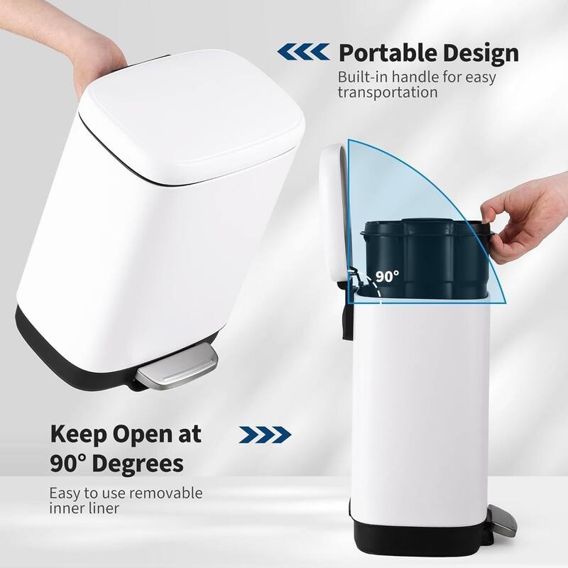 12L Kitchen Trash Can with Lid with Automatic Soft Close