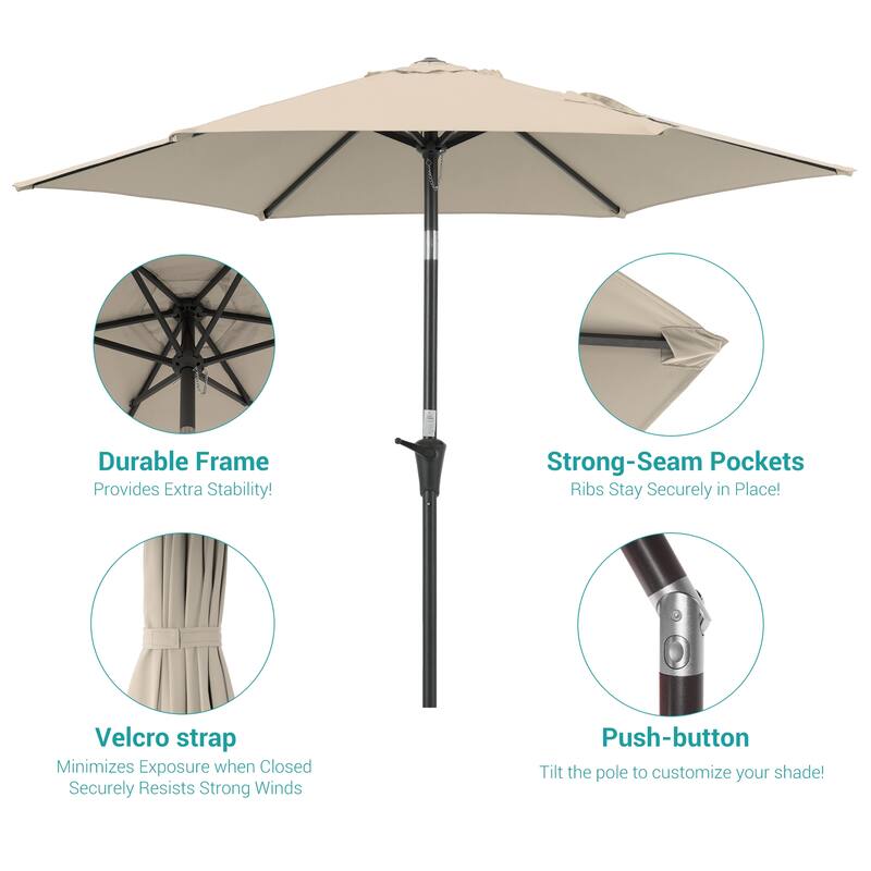 BONOSUKI Patio 7.5FT Market Umbrellas Table Umbrella With Tilt Button