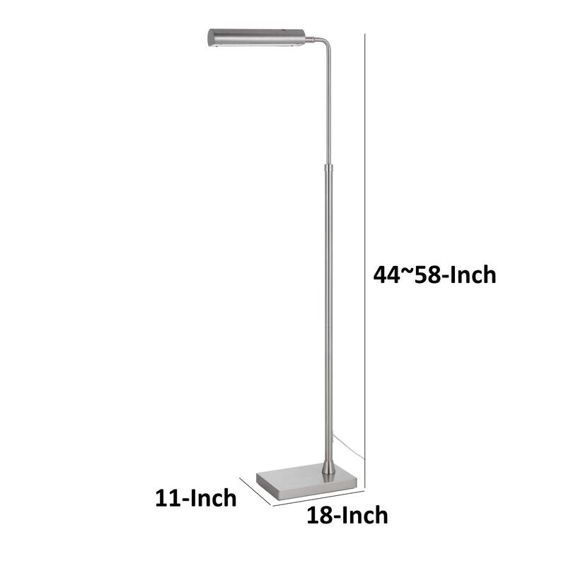 Kime 44-58 Inch Floor Lamp, Adjustable Height, LED, Brushed Steel Finish