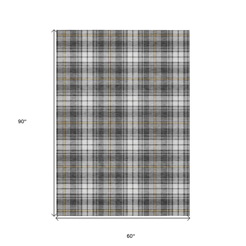 HomeRoots Plaid Transitional Rectangle Outdoor Rug