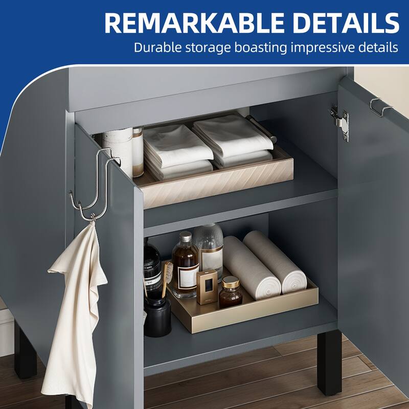 Moasis 25'' Free-Standing Bathroom Vanity with SMC Top and Cabinets