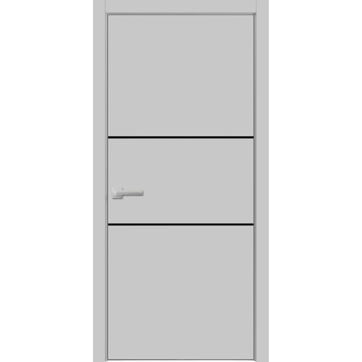 Solid French Door 18 x 80 Planum 0014 Grey Ash with| Bathroom