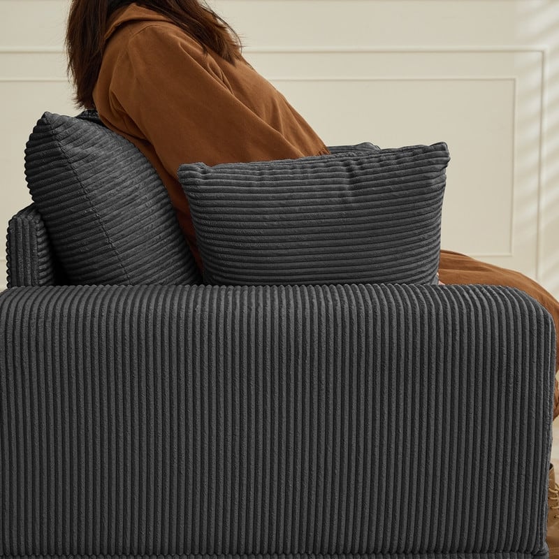 Mixoy Extra-Large Corduroy Upholstered Modular Sectional Sofa Set,Deep Seat Sleeper Chair with Ottoman - 2+1