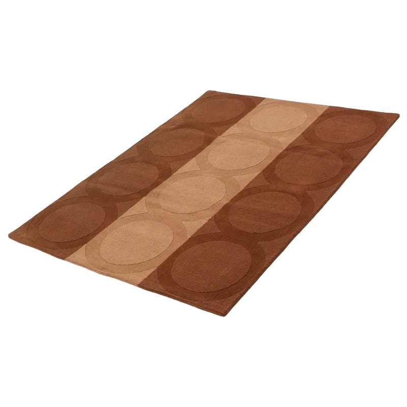ECARPETGALLERY Hand Tufted Timeless Brown Wool Rug - 5'6 x 7'6