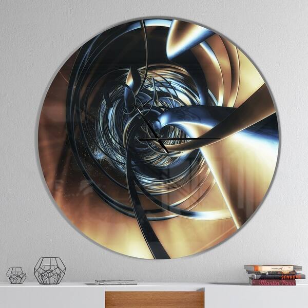 slide 2 of 10, Designart 'Fractal 3D Tangled Center' Oversized Modern Wall CLock 36 in. wide x 36 in. high