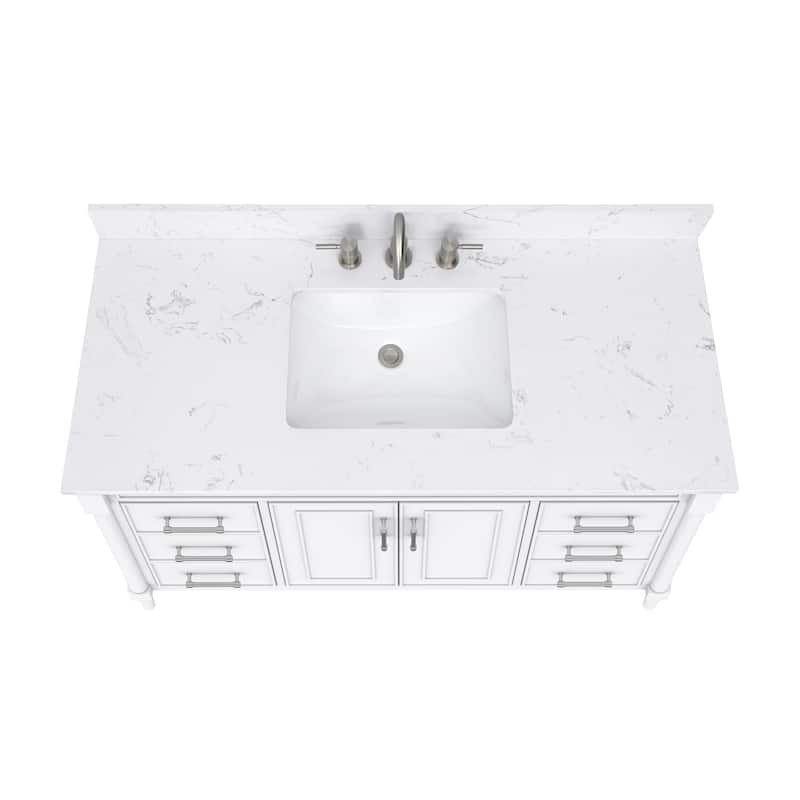 Avanity Bristol 49 in. Bath Vanity in White finish and Cala White Engineered Top