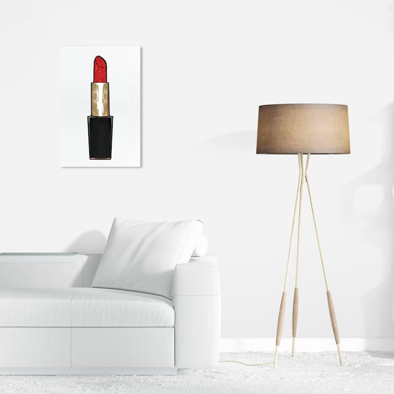 Wynwood Studio Canvas Fashion and Glam Red Lipstick Glitter Red and Metallic red Glam Wall Art Canvas Print - 24 x 16